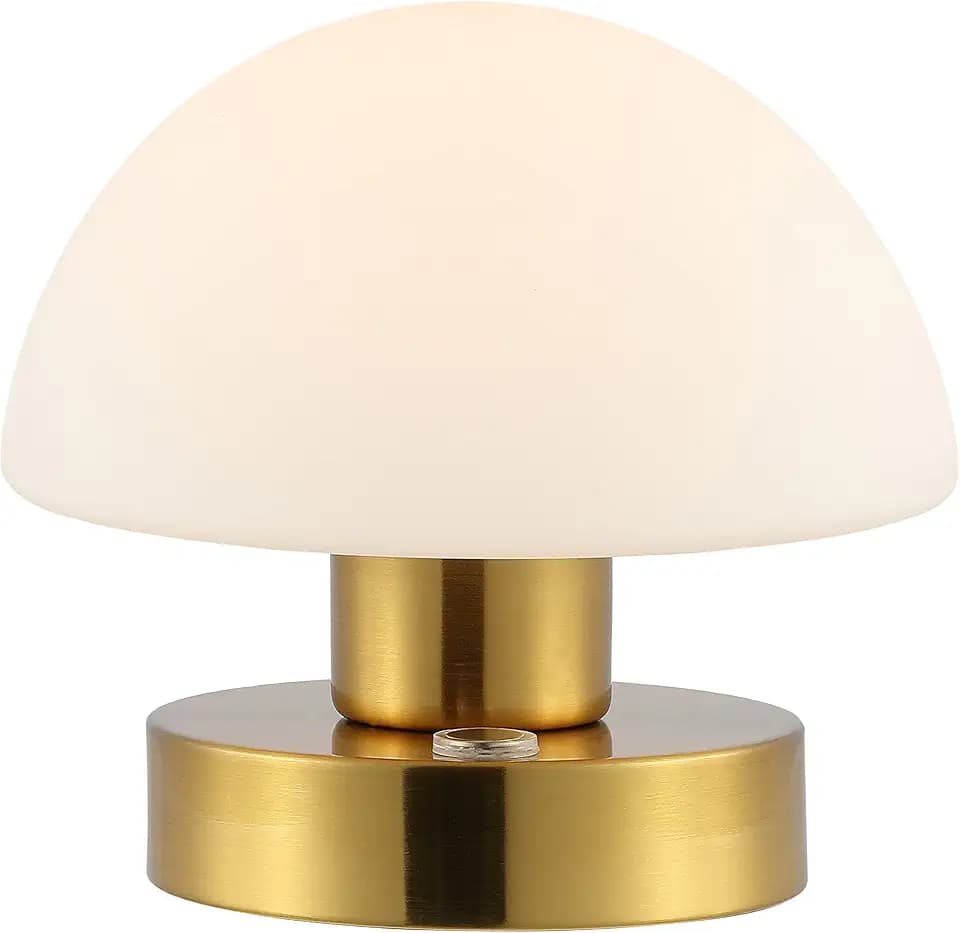 JONATHAN Y Zoe 5.75" Rechargeable Metal LED Lamp, Brass Gold/White