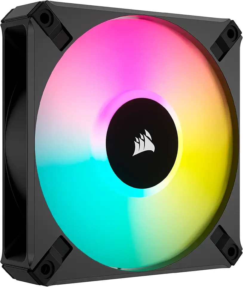 Corsair iCUE AF120 RGB ELITE 120mm PWM-Lüfter - Acht RGB-LEDs - AirGuide-Technologie - Fluiddynamisches Lager - Null-Drehzahl-Lüftermodus - CORSAIR iCUE-Software-Kompatibel - Schwarz