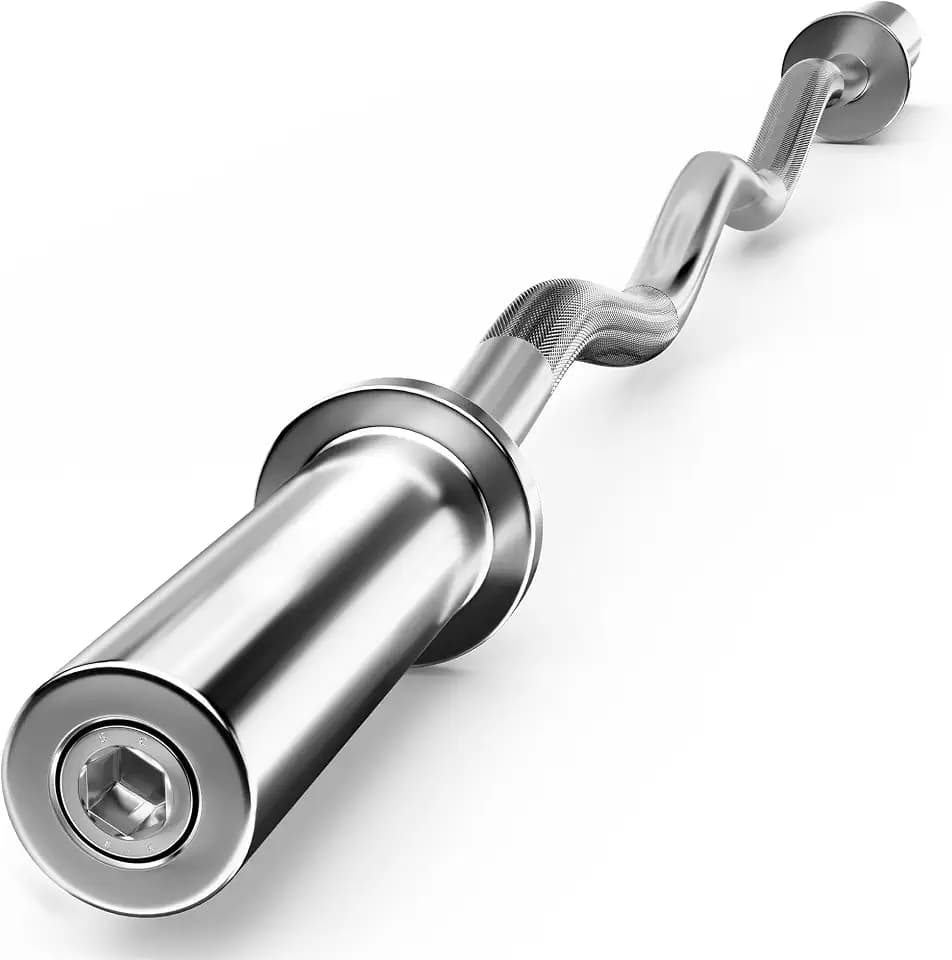 Olympic Barbell Curl Bar EZ Bar Strength Training Bar Threaded Chrome Barbell Bar for Weightlifting, Hip Thrusts, Squats and Lunges