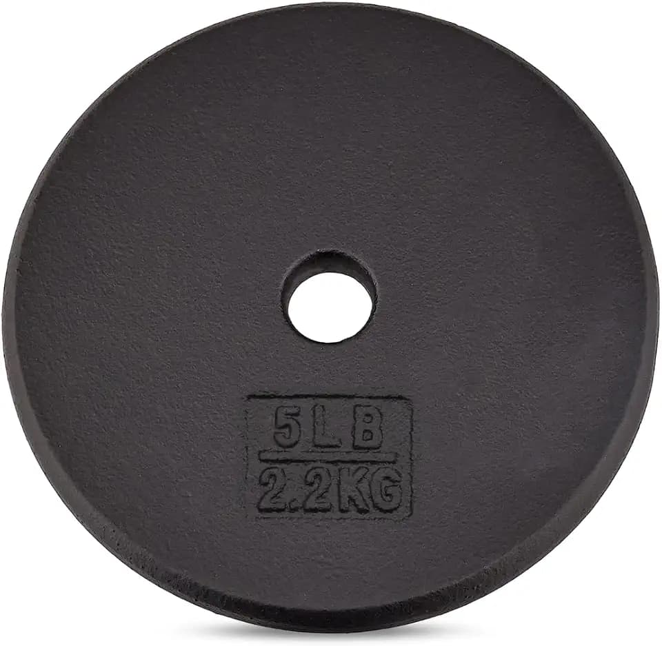Yes4All Standard Weight Plates, 1-Inch Cast Iron Barbell Weights, Wide Range 5–50 LB, Ideal for Strength Training & Workout Routine, Available in Single, Pair & Set of 4