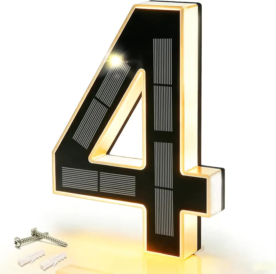 DIBMS 9" Solar Lighted House Numbers for Outside Illuminated Address Sign