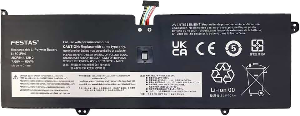FESTAS 7,68 V 60 Wh L18M4PH0 L18C4PH0 Akku kompatibel mit Lenovo Yoga C940-14IIL 81Q9 2-in-1 14 Zoll Series 81Q90021GE 81Q90020GE 81Q90022GE 5B10T11585 T1158 6 5B10W67374 SB10W67323