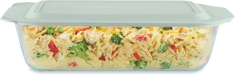 Pyrex Deep Glass Baking Dish with Plastic Lid, Deep Casserole Dish