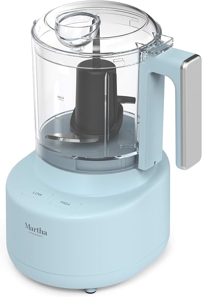 Martha Stewart 3 Cup Electric Vegetable Chopper & Mini Food Processor, Blue