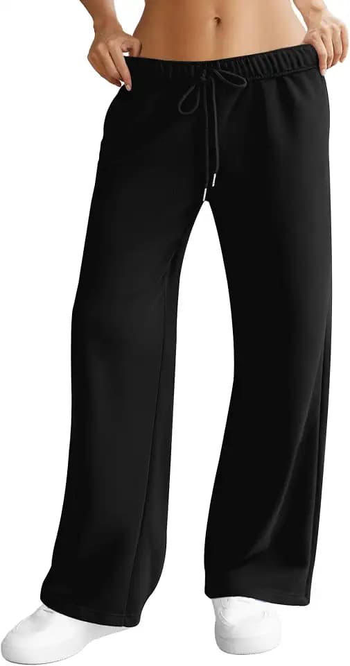 DLOODA Womens Wide Leg Sweatpants Interior Drawstring Baggy Sweat Pants