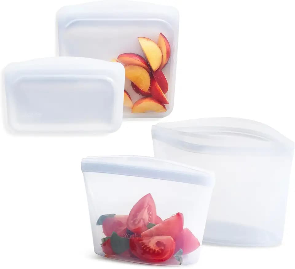 Stasher Premium Reusable Silicone Food Storage Bags, 4-Pack, Clear
