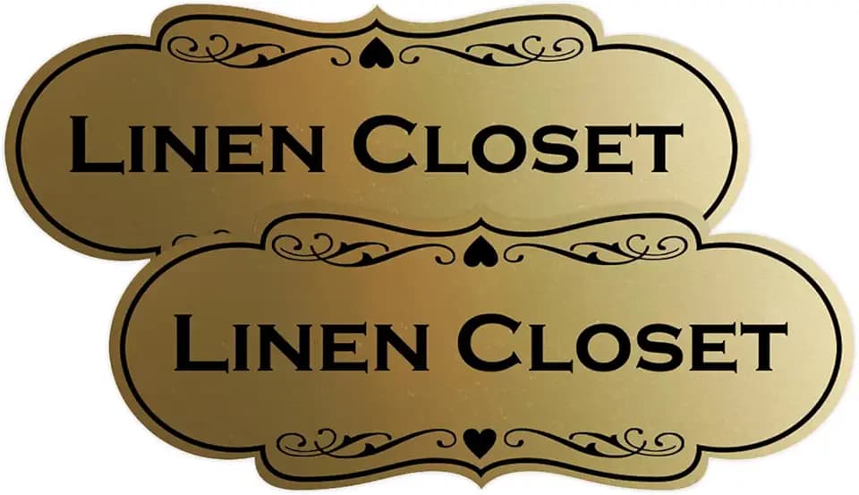 Designer Linen Closet Sign (Brushed Gold) - Medium (2 Pack)
