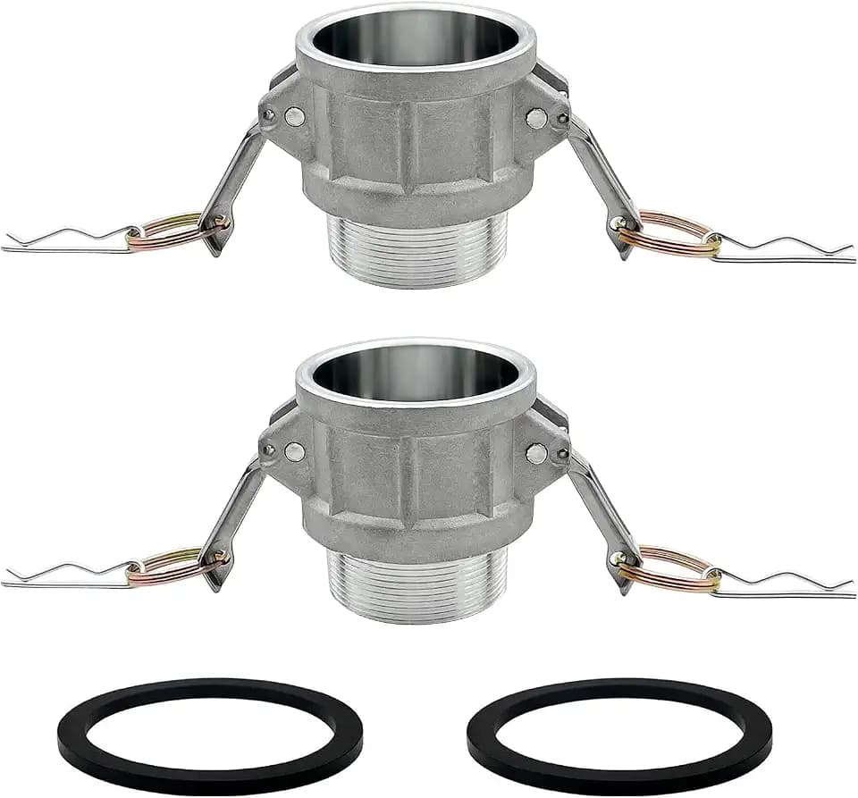 SAFBY 2 PCS Type B Aluminum Global Type B Cam and Groove Hose Fitting,2" Plug x2" NPT Male with 2 PCS 2" Camlock Gasket Fitting (2“)