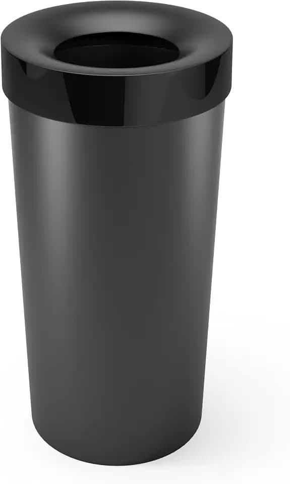 Umbra Vento Kitchen Trash Can, Open Top Bin, 16.5 Gallon, Black