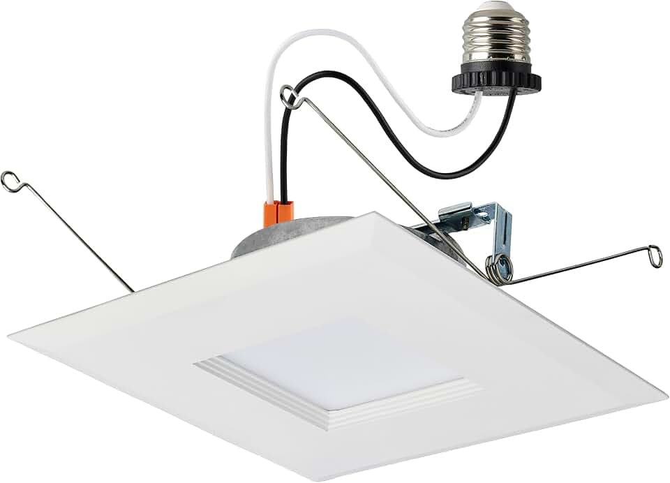 Satco S11821R1, 5-6" LED Recessed Retrofit Ceiling Downlight, Square, White