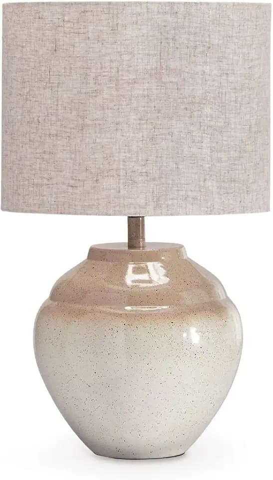 Signature Design by Ashley Waldish Rustic Metal Bedside Table Lamp, Cream