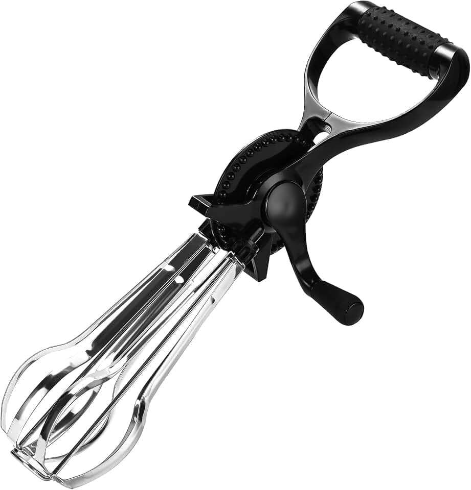 Fox Run Stainless Steel Manual Hand Mixer, Black Retro Style Egg Beater