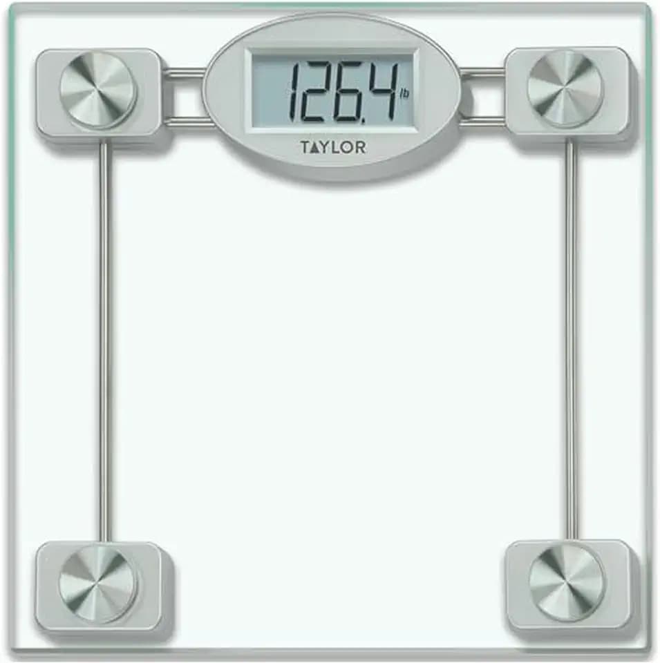 Taylor Digital Scale, 400 lb, Glass Platform, Stainless Steel Frame