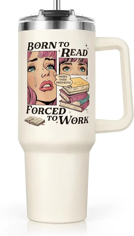 Funny Book Lovers Gifts for Women 40oz Tumbler with Handle and Straw Lid