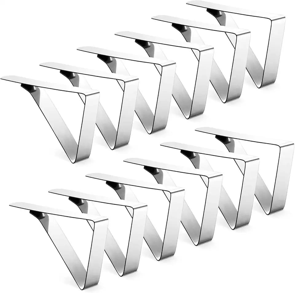 Ponure 12 Pack Tablecloth Clips - Heavy Duty Picnic Table Clips, Stainless Steel Table Cloth Cover Clamps, Table Cloth Holders Ideal for Restaurant Picnics Marquees Weddings Graduation Party