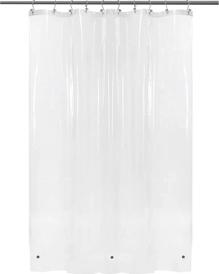 Barossa Design 54 Inch Wide Stall Shower Curtain Liner with Magnets, Clear
