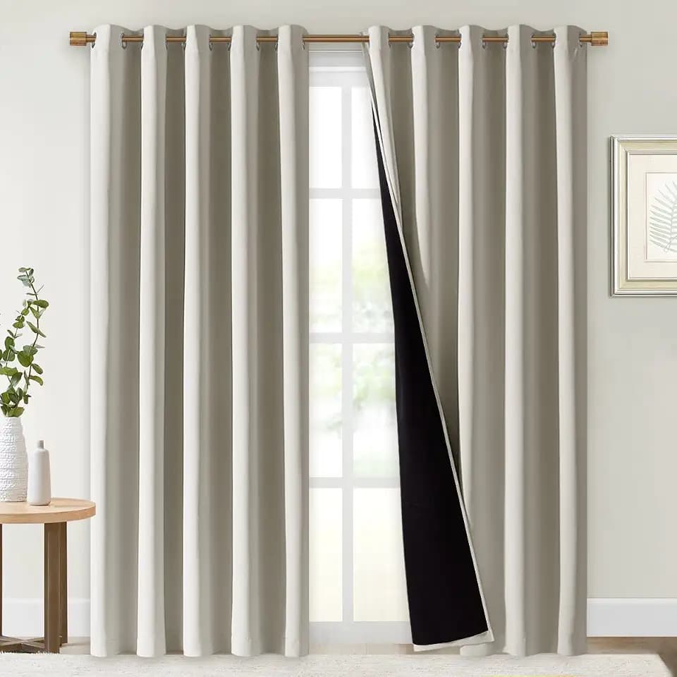 NICETOWN Natural Blackout Curtains for Nursery 70" Wide x 84" Long 2 Panels
