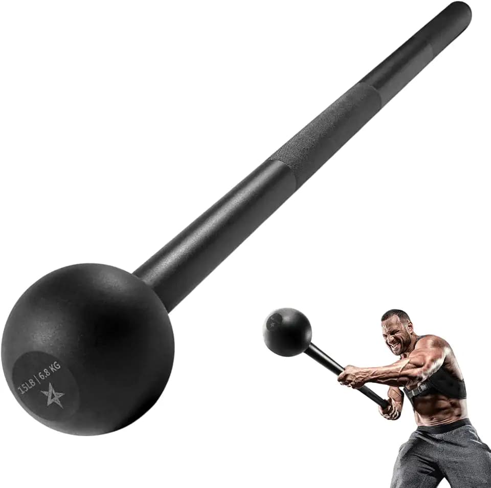 Yes4All Steel Mace Bell, Solid Steel Weighted Club for Strength Training