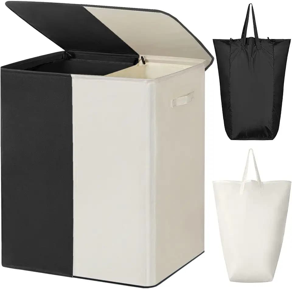 WOWLIVE Double Laundry Hamper with Lid, 154L Large Laundry Basket Organizer