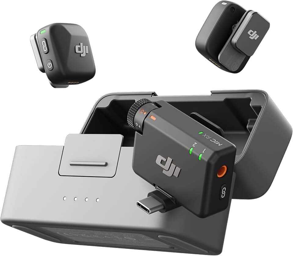 DJI Mic Mini (2 Sender + 1 Empf. + Ladesch.), Ultraleicht, Detailr. Audio