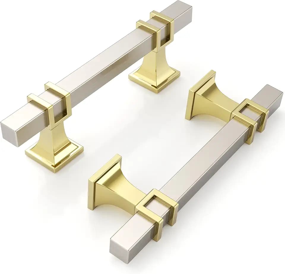 9BUILD 10 Pack 3 Inch Cabinet Pulls Brushed Satin Nickel Kitchen Cabinet Handles Cabinet Hardware Kitchen Handles for Cabinets Nickel Pulls T Bar Drawer Handle