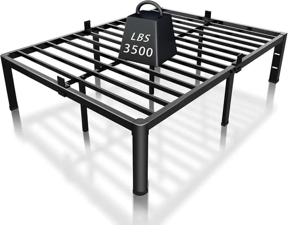 ROIL 12 Inch Full Bed Frame with Rounded Corner & 4 Mattress Baffles