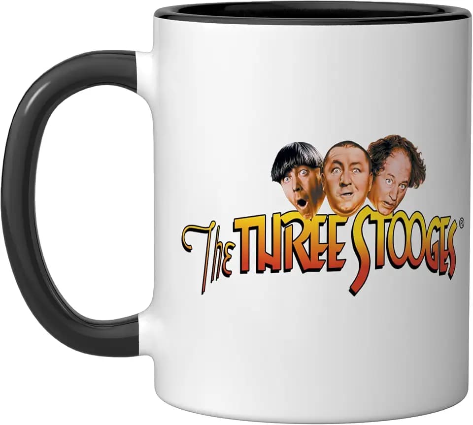 The Three Stooges Heads Ceramic Mug, Black/White