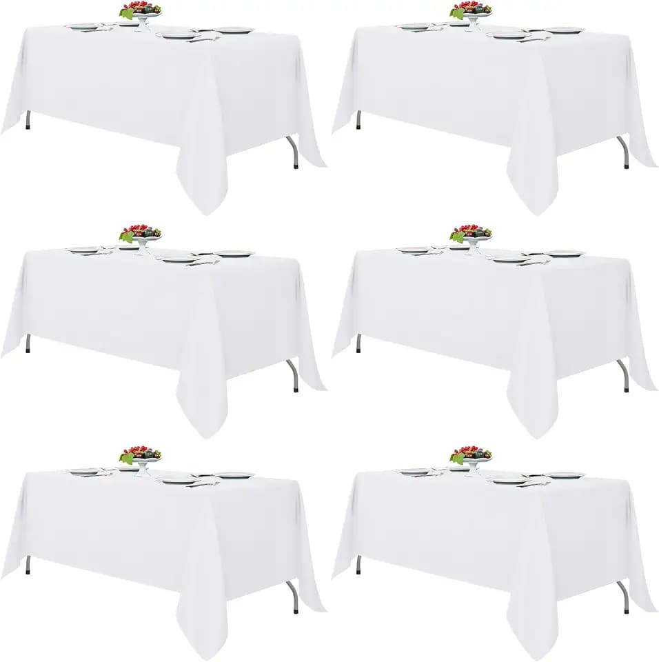 Fitable 6 Pack White Table Cloths 70x120 Inch for 6-8 Ft Rectangle Tables