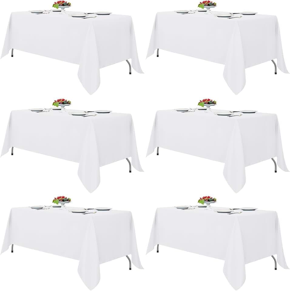 Fitable 6 Pack White Table Cloths 70x108 Inch for 6 Foot Rectangle Tables