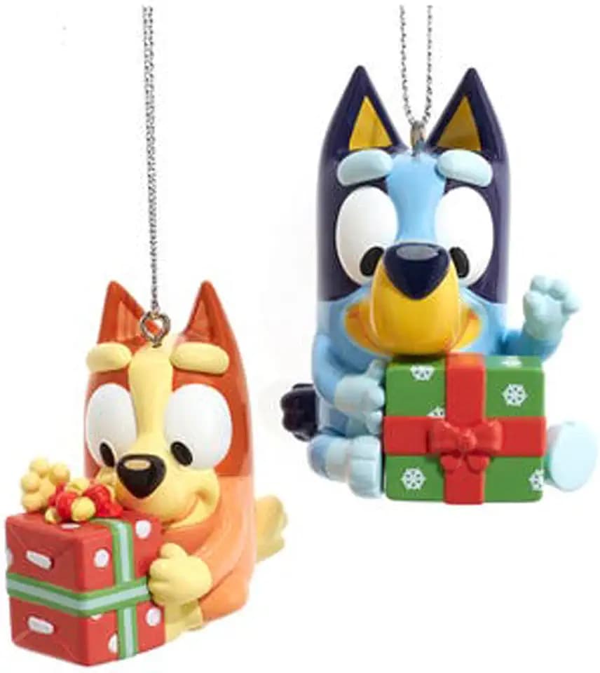 Kurt Adler Bluey and Bingo Puppy Dog Cartoon Character Christmas Ornament Set of 2