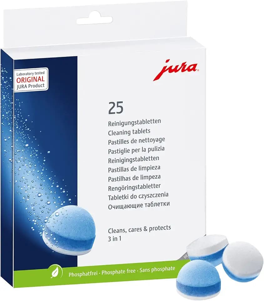 Jura 3-Phase Cleaning Tablets 25045 For All Espresso Machines and Automatic Coffee Centers - 25-Count