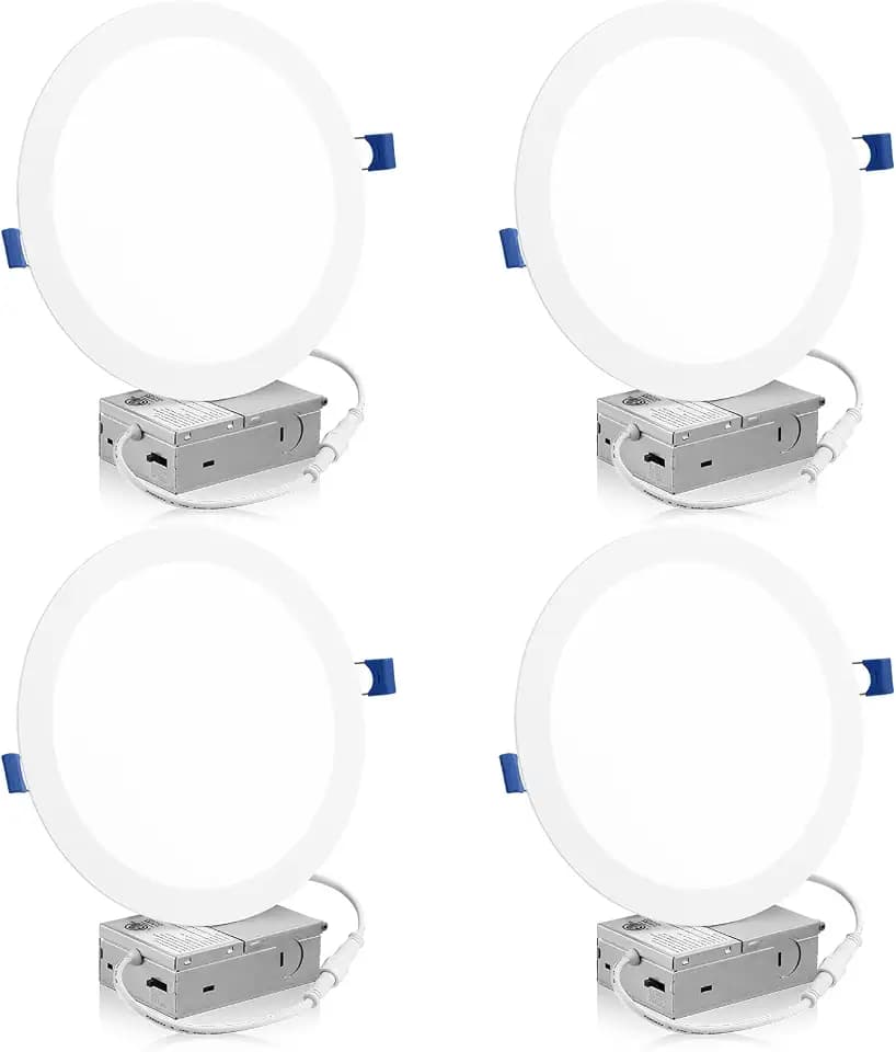 Meconard 4 Pack 8 Inch 5CCT LED Recessed Lighting, Canless Wafer Downlight