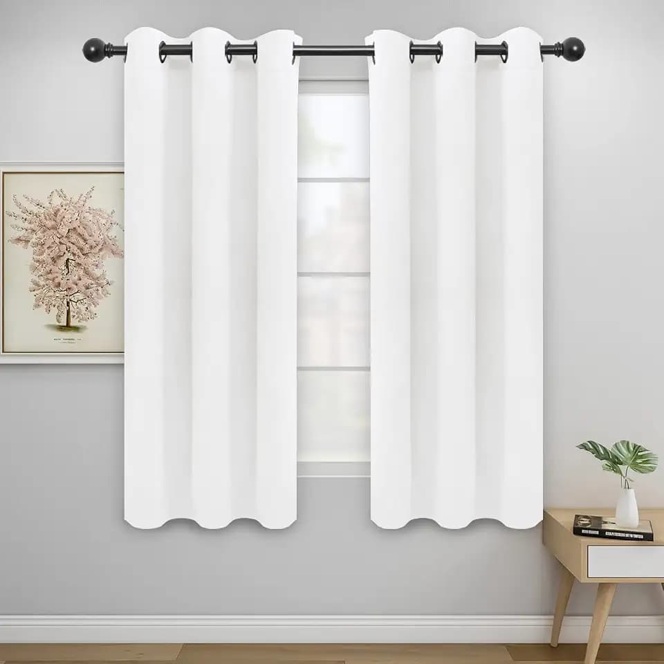 Easy-Going Thermal Grommet Curtains, 2 Panels 46x63 in, White