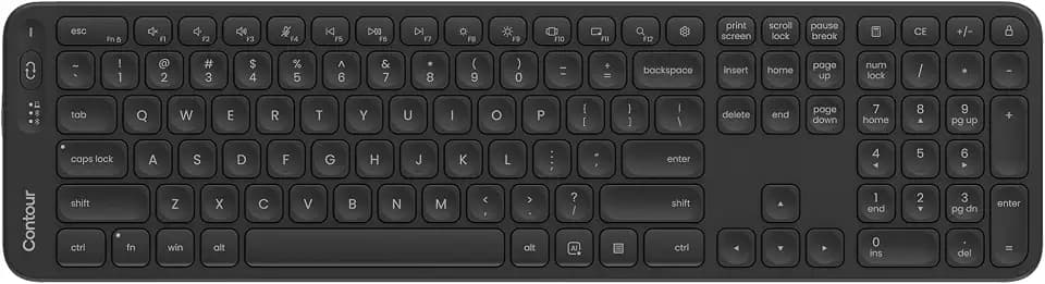 Contour Balance Keyboard | Ergonomische Full-Size-Funktastatur mit USB-Empfänger, Ziffernblock und hohem Tippkomfort - Ideal für Zuhause & Büro, kompatibel mit Windows-Betriebssystemen - DE Layout