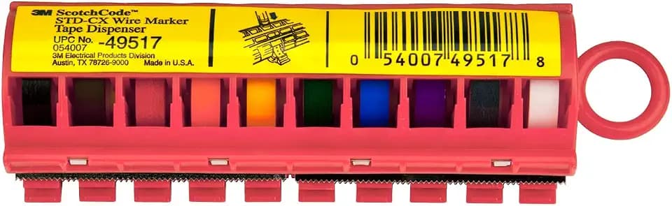 3M ScotchCode Wire Marker Tape Dispenser with Tape STD-C 10 Color Rolls