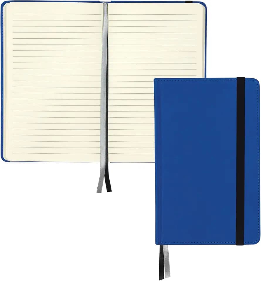 Samsill Hardcover Notebook, Classic Size Professional Notebook Journal, PU Leather Cover, 5.25 Inch x 8.25 Inch, 120 Ruled Sheets (240 Pages), Blue