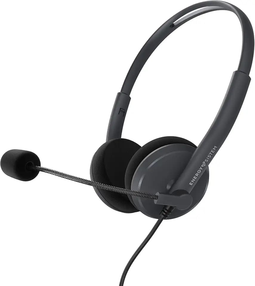 Energy Sistem Headset Office 2 Anthracite (Kopfhörer, Lautstärkeregler, Mikrofon mit einziehbarem Arm)