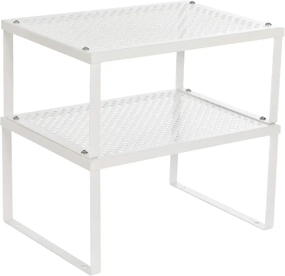 SONGMICS Set of 2 Metal Spice Racks, Stackable Expandable Shelf Risers