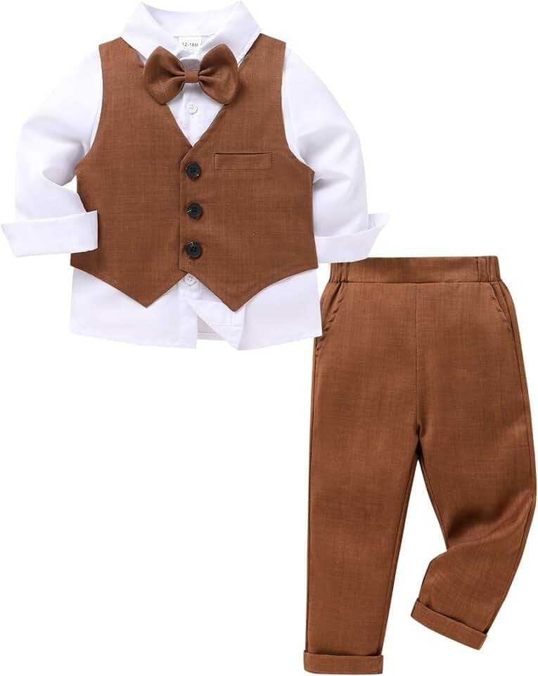 YOUNGER TREE Toddler Boy Suit Formal Outfit Wedding Clothes Set