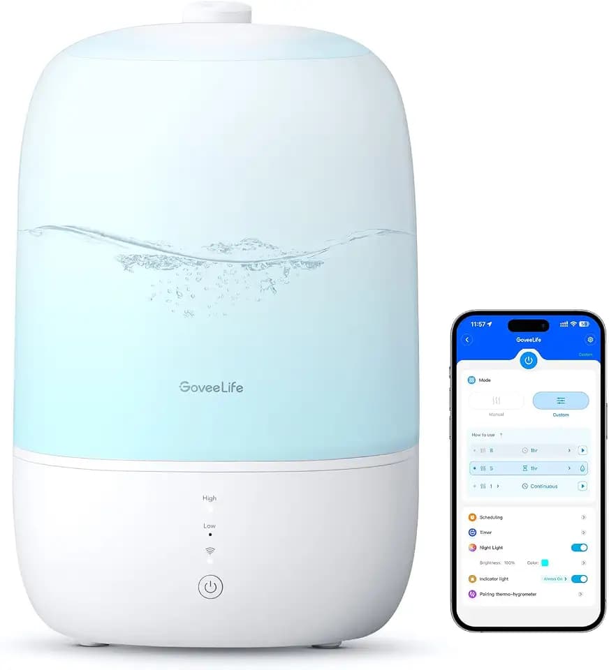 GoveeLife Smart Humidifiers for Bedroom, 3L Top Fill Cool Mist Humidifier