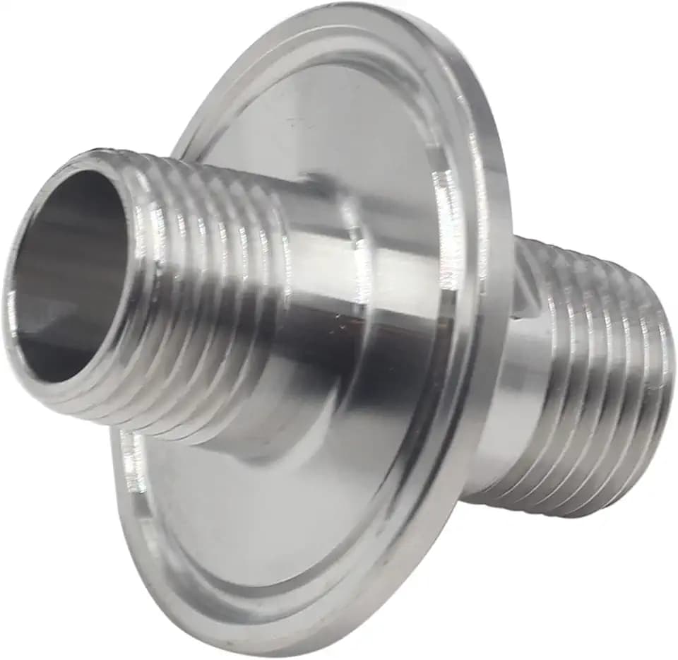 HFS(R) Tri Clamp 1.5" w/ (2) 1/2" MNPT Inside/Outside Thread Sanitary Pipe Fitting Stainless Steel 304