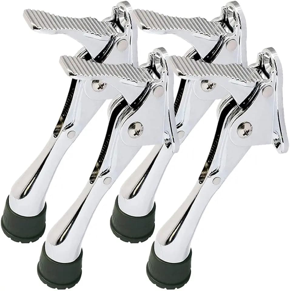 HA SHI 4 Stoppers Kickdown Door Stop for Bottom of Door, 4 in, Chrome