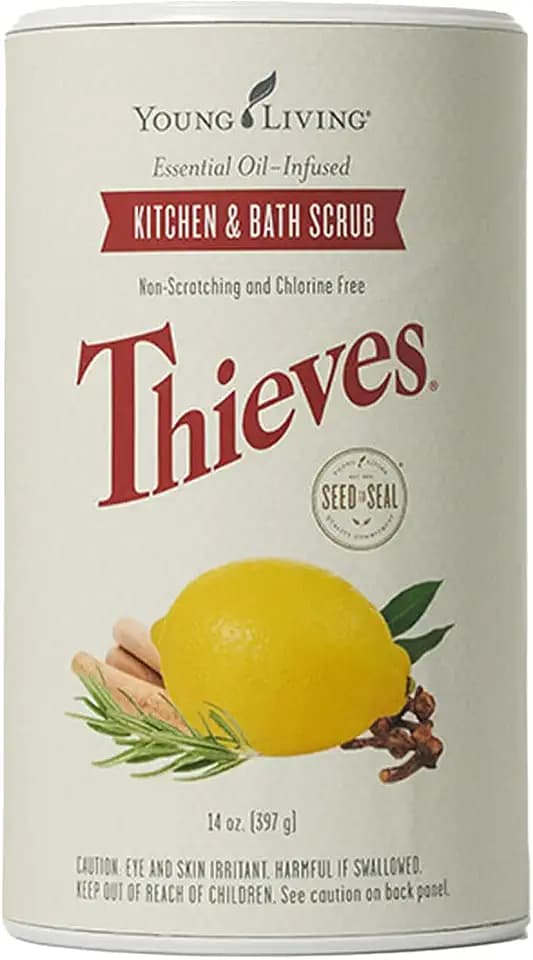 Young Living Thieves Kitchen And Bath Scrub | 14 Oz | Plant-Based Cleaning Formula | Tough On Grease And Grime | Infused With Thieves Essential Oil Blend | Rinses Clean Without Residue
