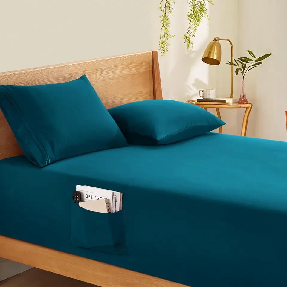 Horbaunal Extra Deep Pocket King Fitted Sheet Only, Teal