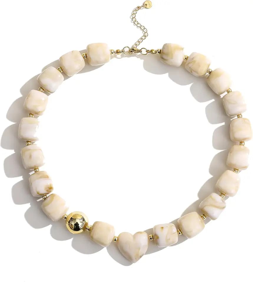 Colorful Resin Chunky Beaded Choker Necklace for Women, Summer Beach Jewelry