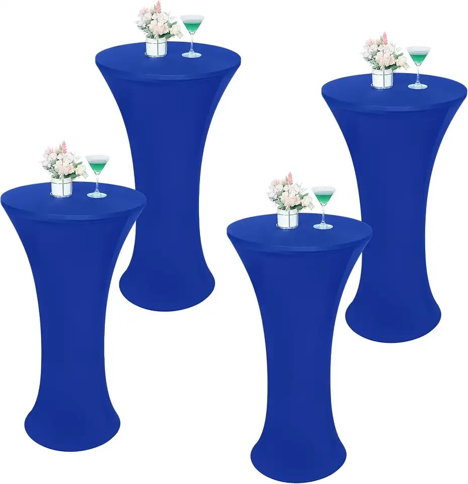 Wolkemer 4PCS 24x43 Inch Fitted Cocktail Tablecloth, Cocktail Table Cover