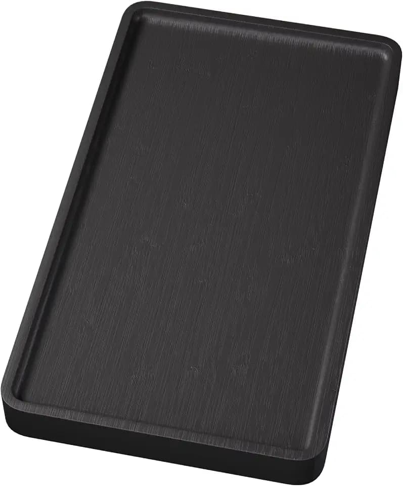 VERTORGAN Bamboo Serving Tray,13.8x7.9 Inch Trays,Home Decor(Black)