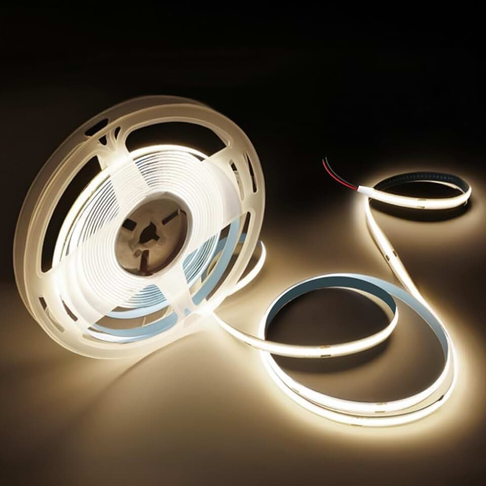 COB LED Strip Lights Neutral White 4000K,32.8ft 24V High CRI 95Ra+ Super Bright,Flexible Tape Lights for Bedroom,Mirror,Kitchen Cabinet, Living Room(Power Supply Not Included)