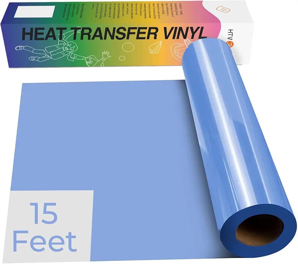HTVRONT Heat Transfer Vinyl Sky Blue HTV- 12" x 15ft HTV Vinyl for Shirts