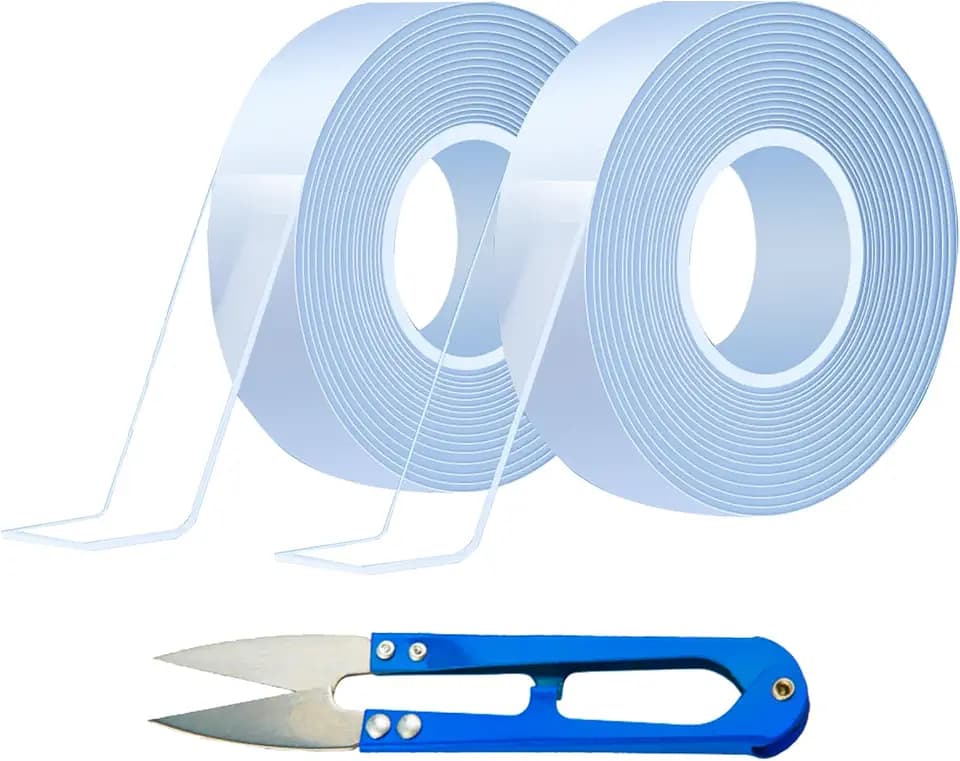 2 Rolls Clear Curtain Rod Tape, Drapery Ring Slide Tape